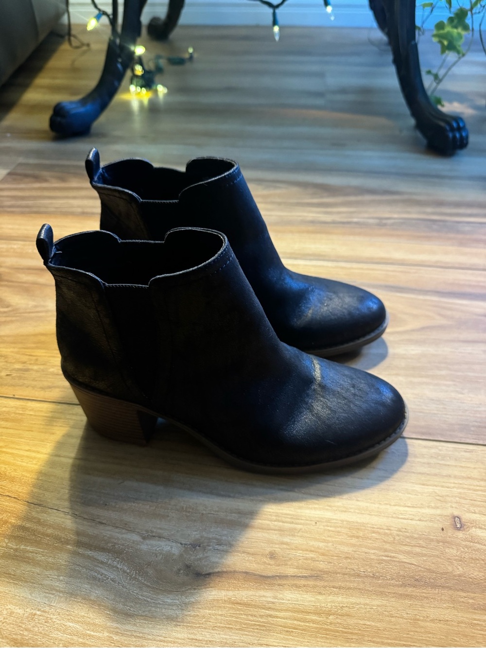 Massini Black Faux Leather Low Heel Ankle Booties